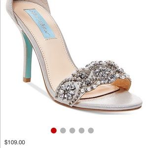 Ivory satin Blue Edition Betsey Johnson heels